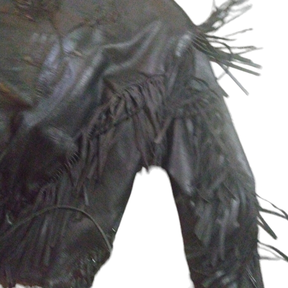 Vintage Wilson's Thinsulate Women's Leather Fringe Rose Design Biker Jacket - Picture 6 of 11